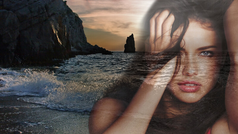 Woman on Beach — Blue, Dramatic, Sunset