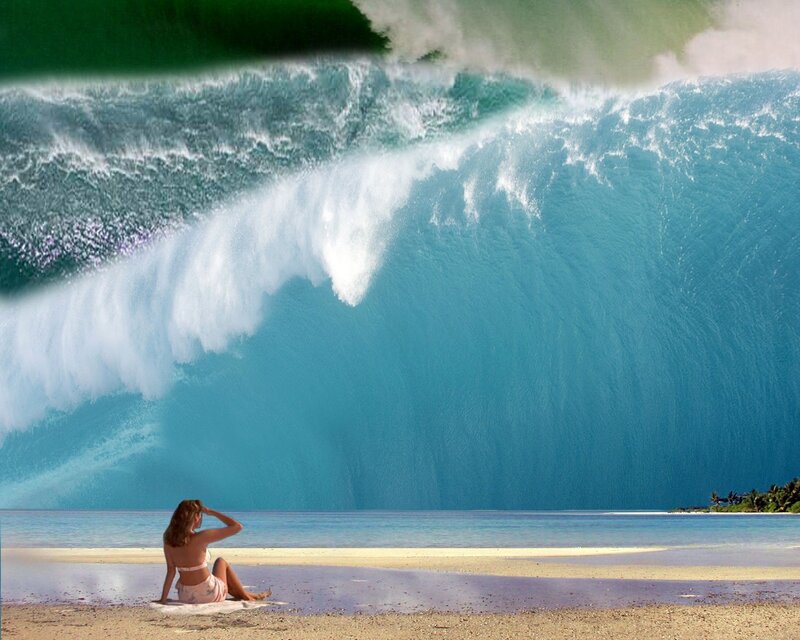 Woman on Beach — Blue, Dramatic