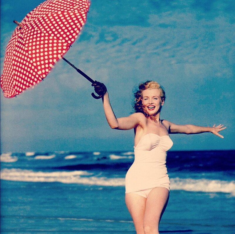 Woman on Beach — Blue, Joyful