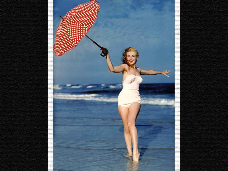 Woman on Beach — Blue, Playful