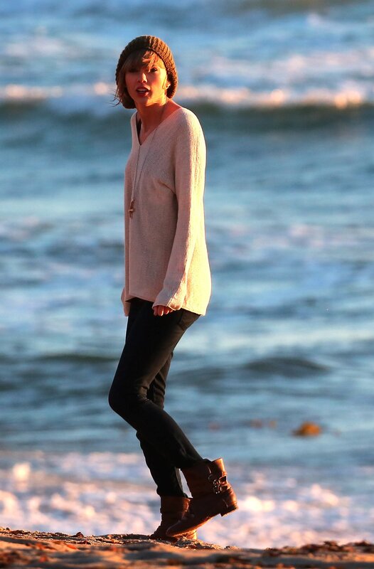 Woman on Beach — Blue, Serene, Sunset, Photograph, Ocean, Sweater