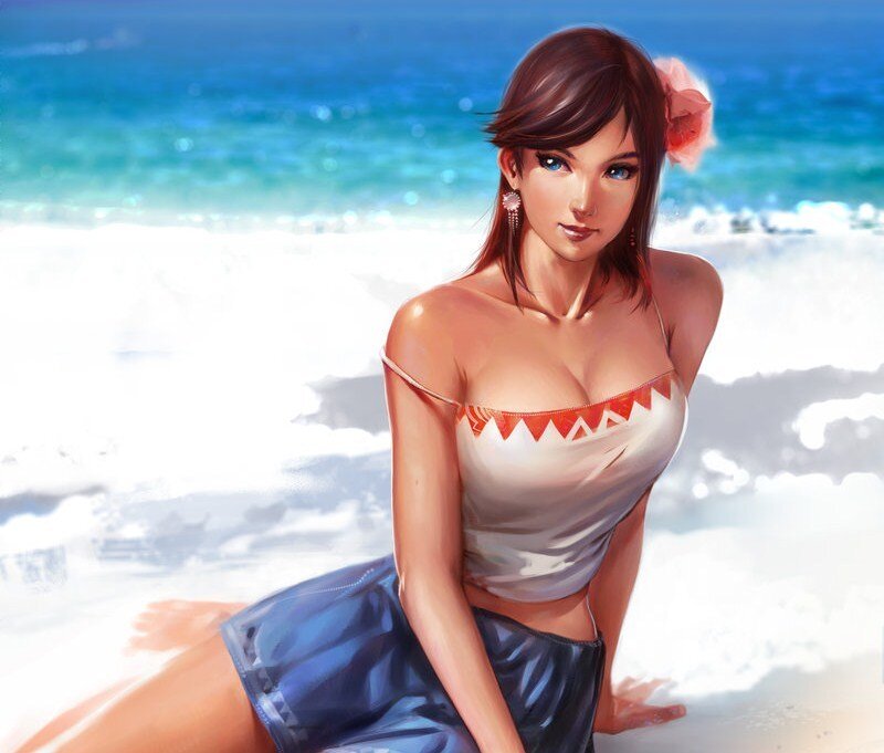 Woman on Beach — Blue