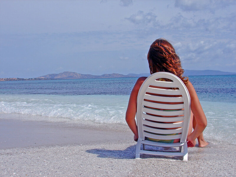 Woman on Beach Chair — Blue, Calm