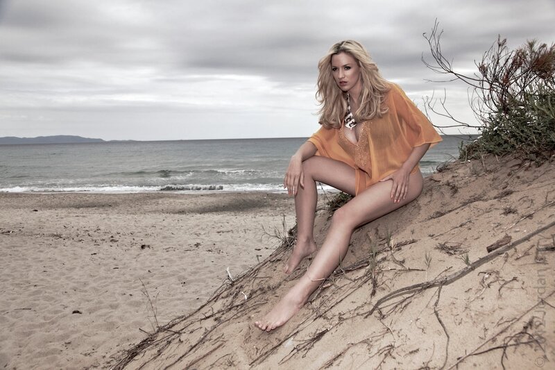 Woman on beach dune