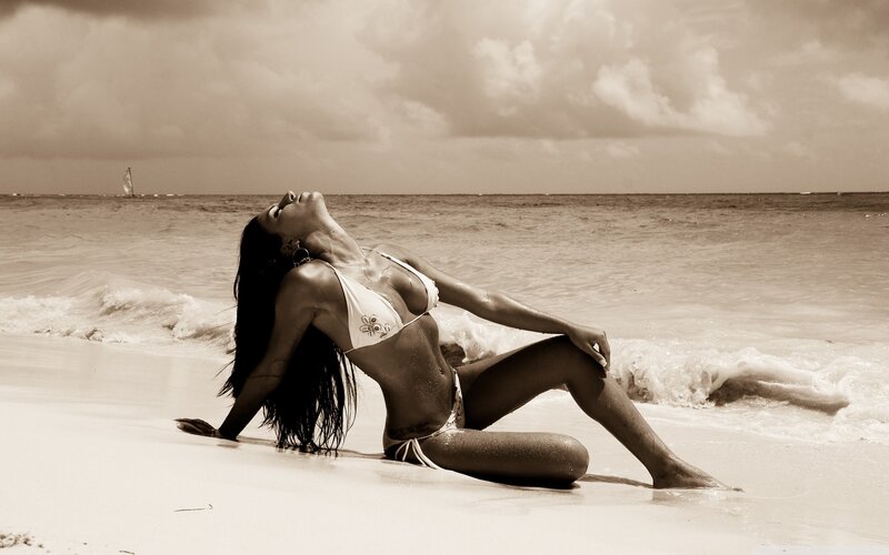 Woman on beach in bikini