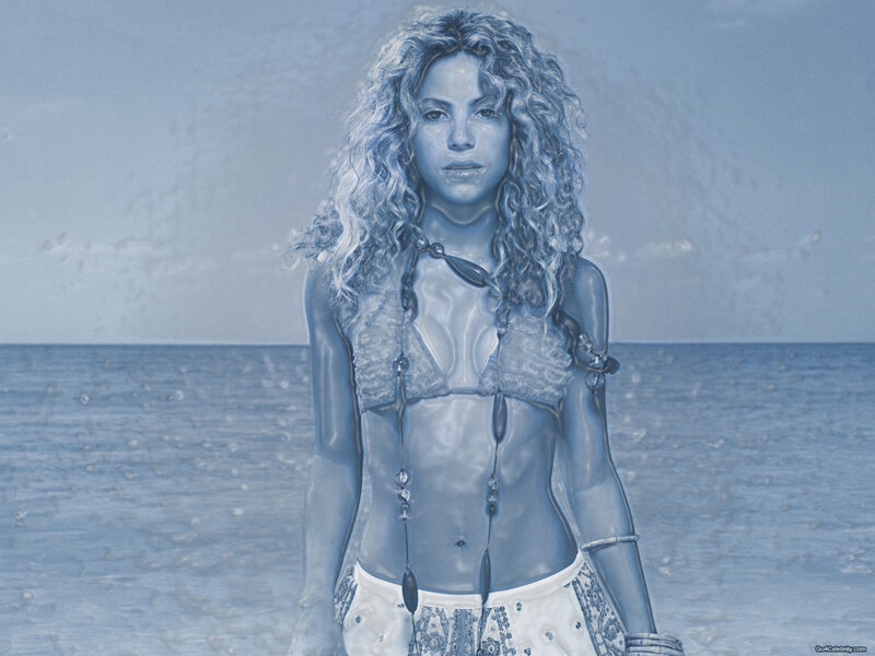 woman on beach in blue tones
