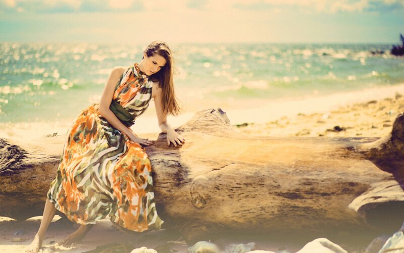 Woman on Beach — Orange
