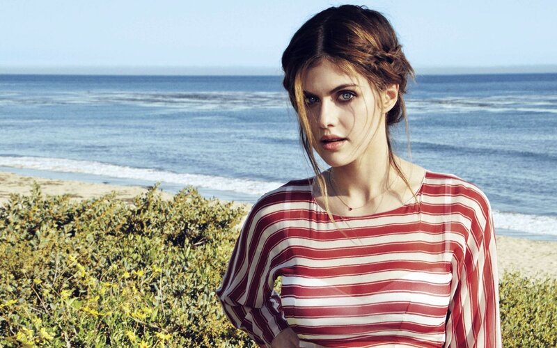 Woman on Beach — Red, Serene, Afternoon