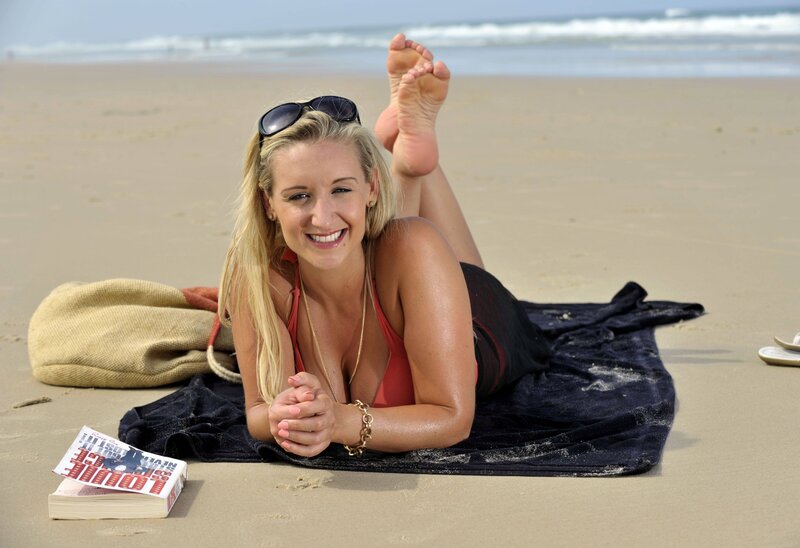 Woman on Beach Towel — Beige
