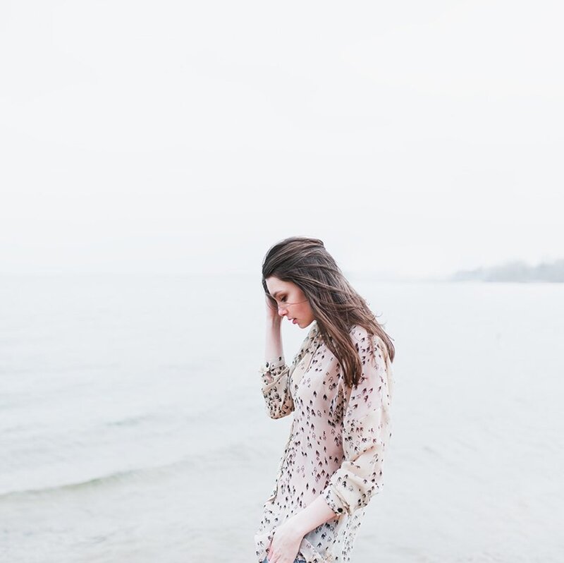 Woman on Beach — White, Calm, Photograph