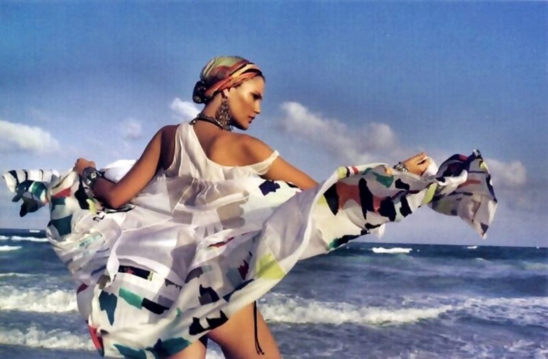 Woman on Beach — White, Dramatic