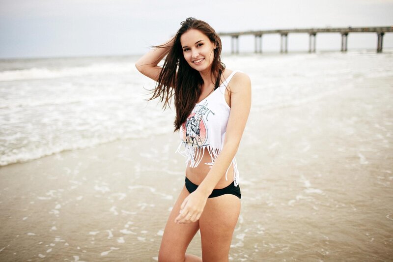 Woman on Beach — White, Relaxed, Afternoon, Photograph, Ocean, Pier
