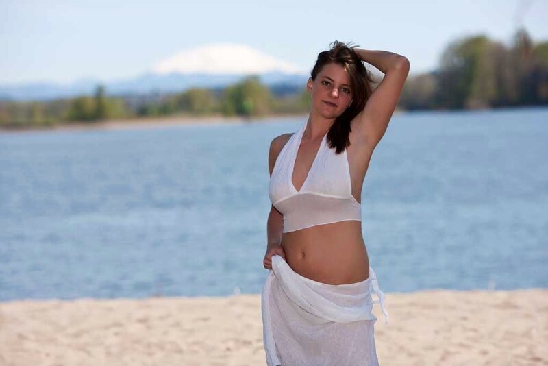 Woman on Beach — White, Serene, Afternoon, Photograph, Lake