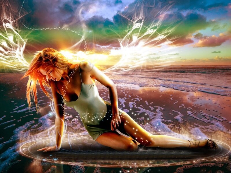 woman on beach with energy