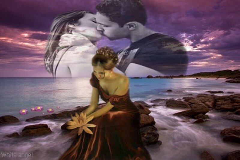 Woman on Beach with Flower