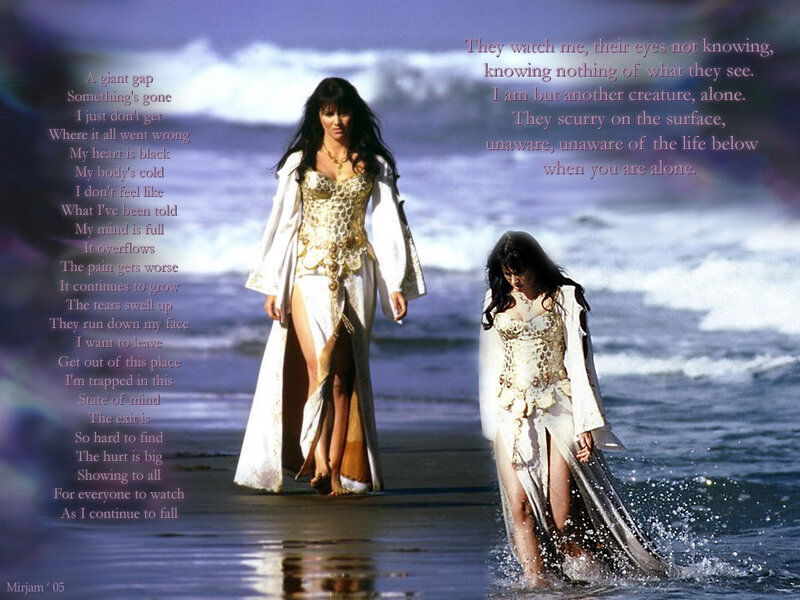woman on beach with text