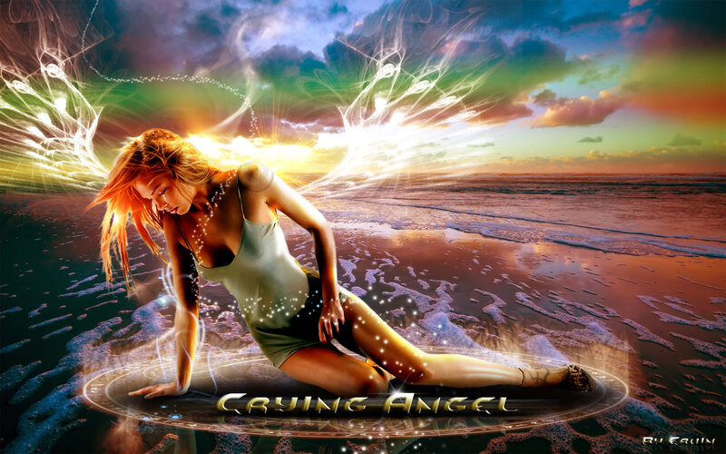 Woman on Beach with Wings