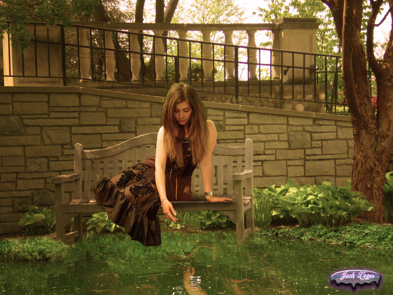 Woman on Bench — Green