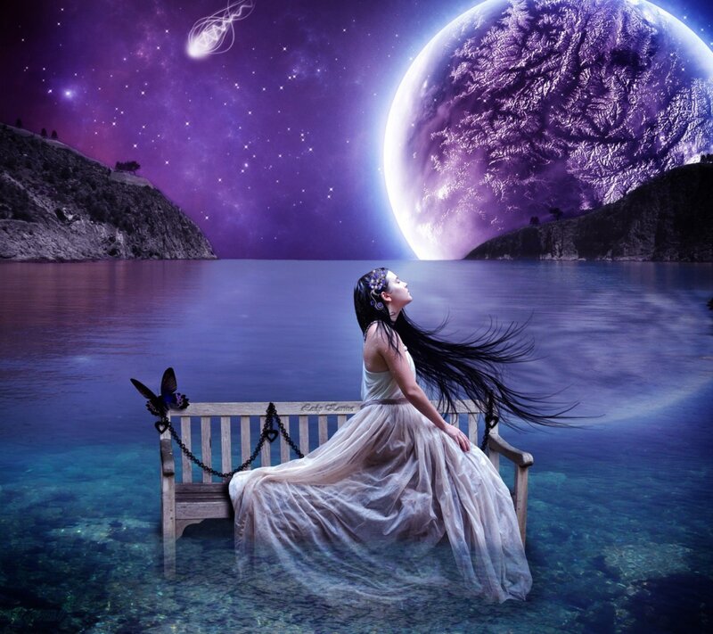 Woman on Bench — Purple