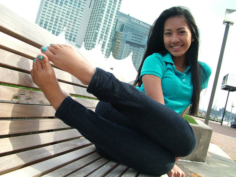 Woman on Bench — Teal