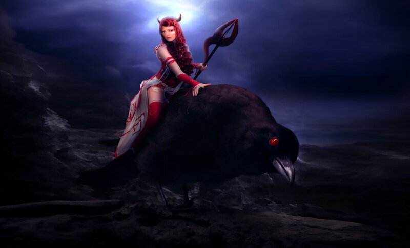 Woman on Black Bird