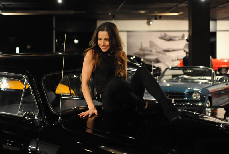 Woman on Black Car