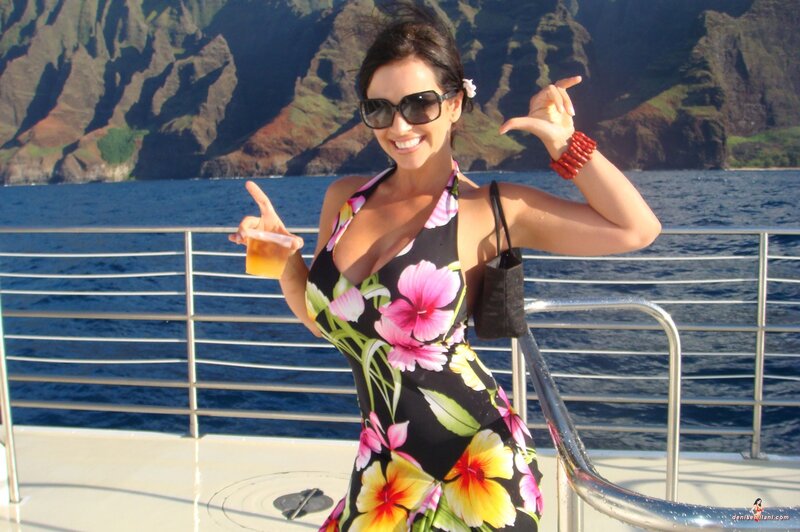 Woman on boat with drink