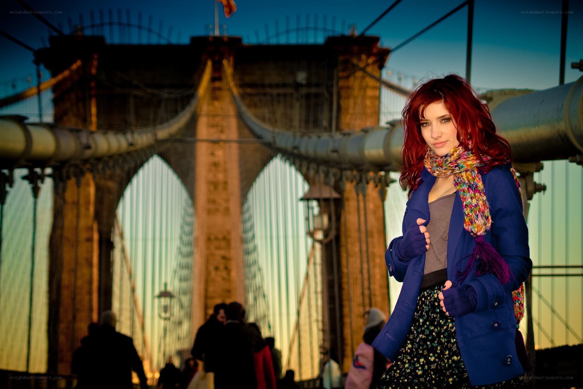 Woman on Brooklyn Bridge