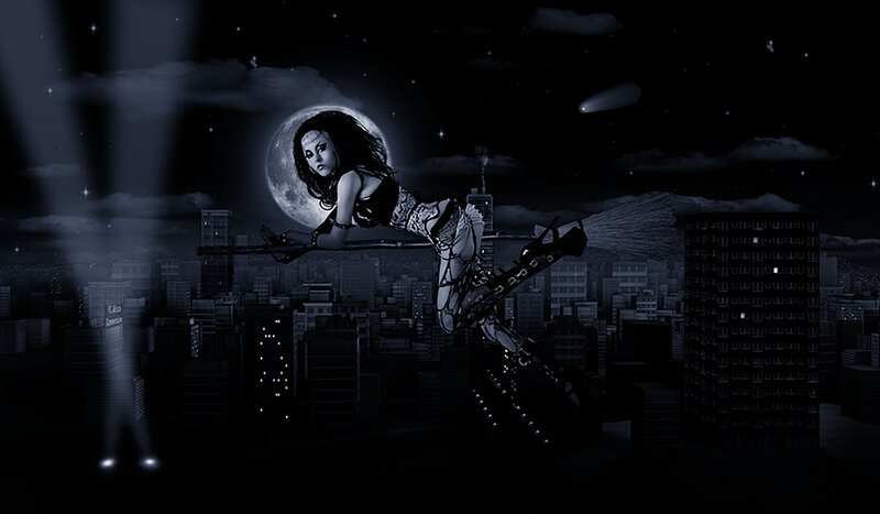 Woman on Broomstick — Black