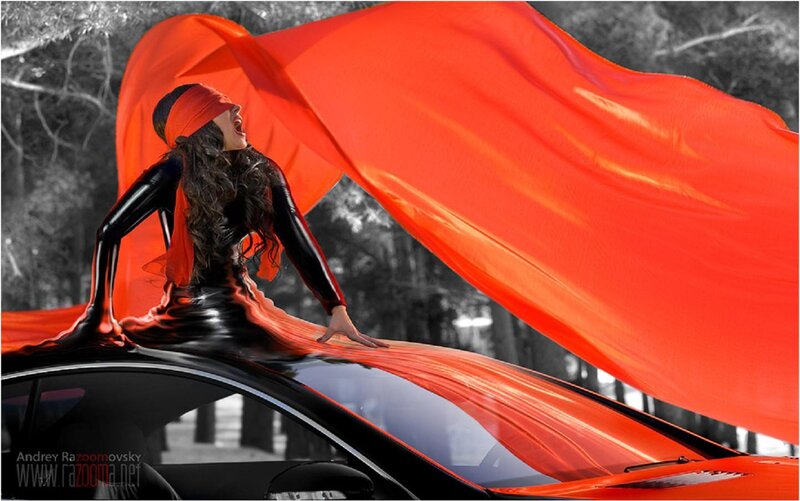 Woman on Car Roof