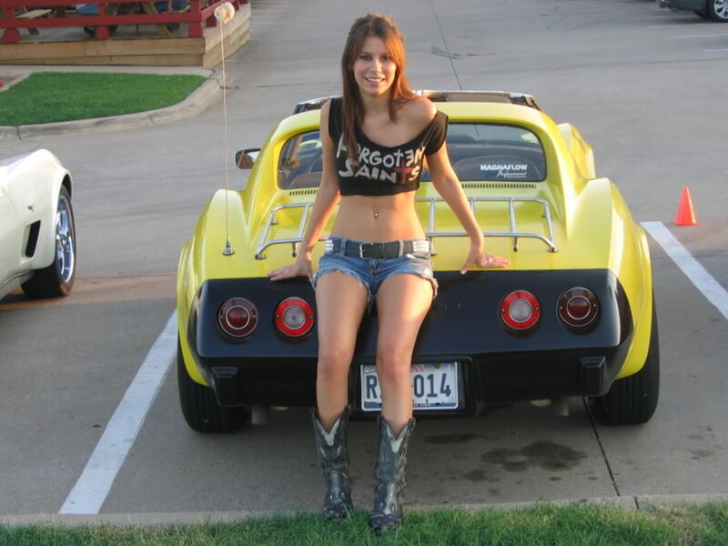 Woman on Car Trunk — Yellow