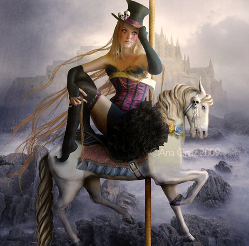 woman on carousel horse