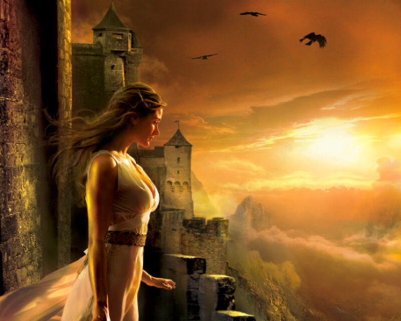 Woman on Castle Wall — Orange