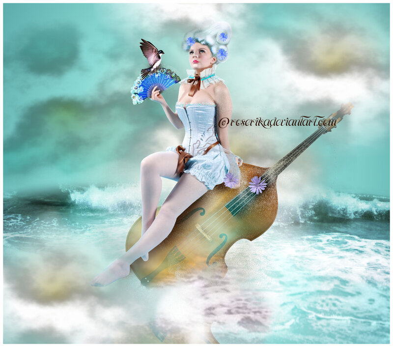 Woman on Cello in Ocean