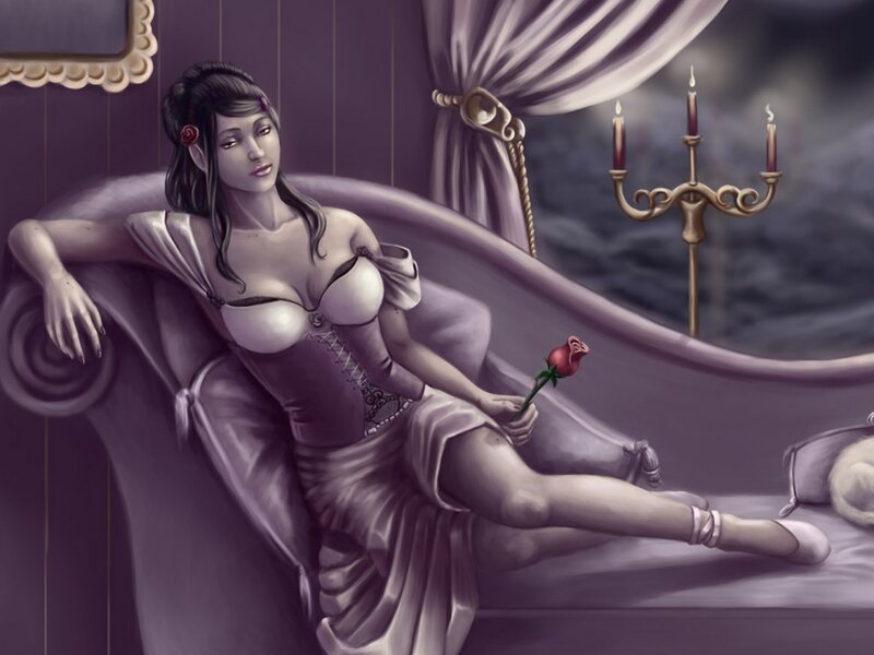 Woman on Chaise Lounge — Purple