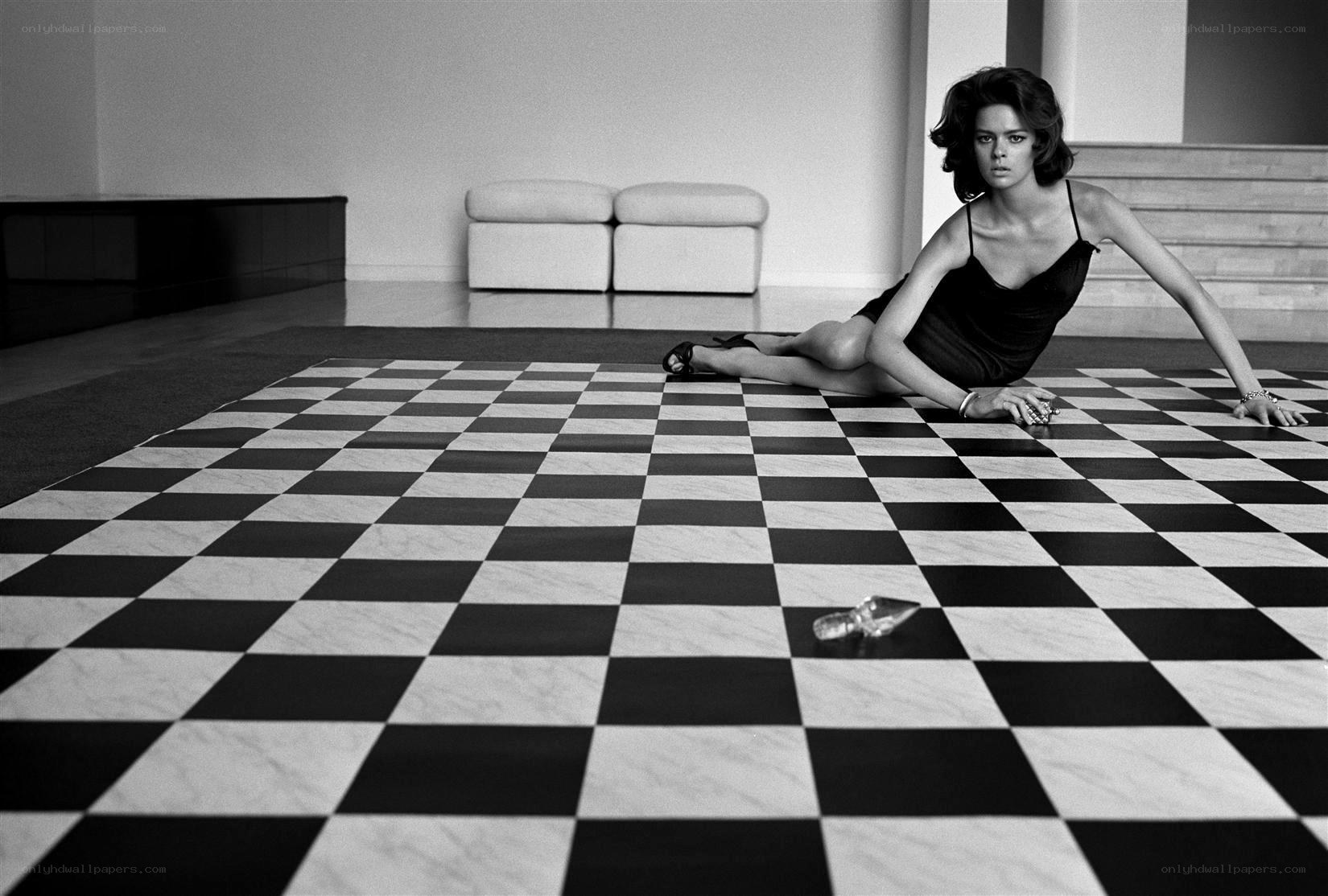 woman on checkered floor