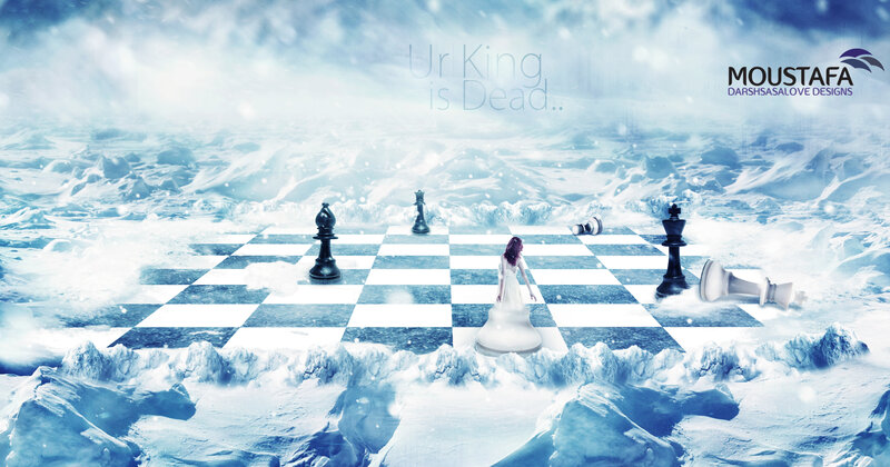 Woman on Chessboard — Blue