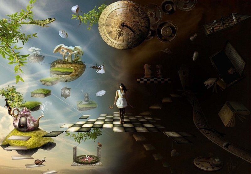 Woman on Chessboard Path