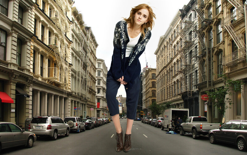 woman on city street