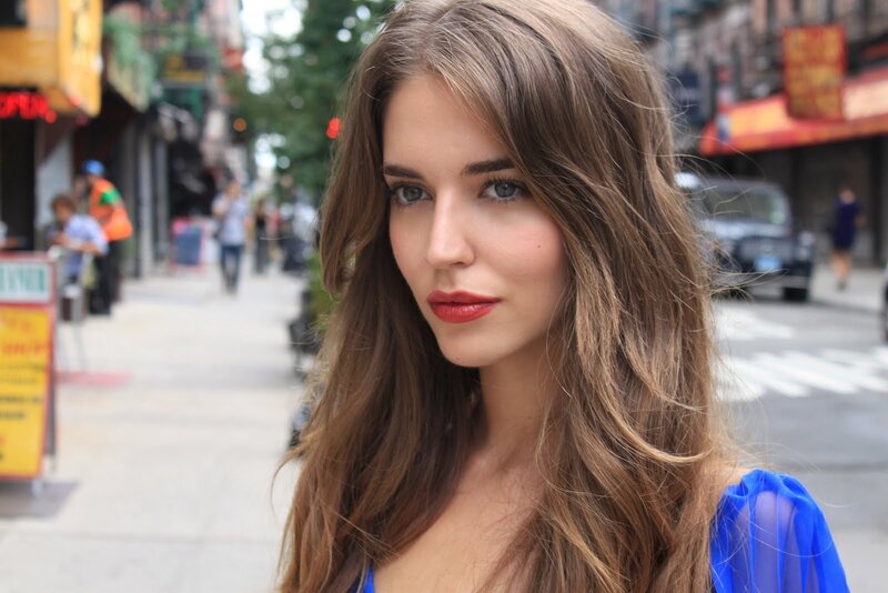 woman on city street