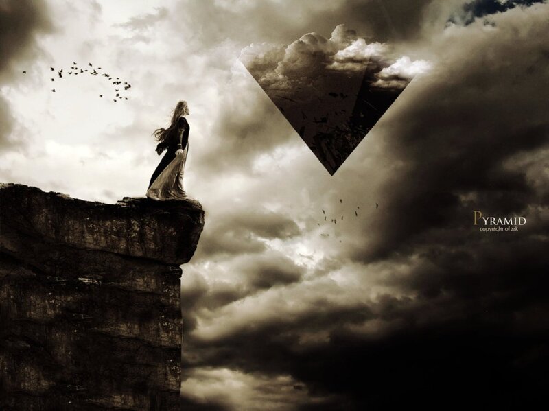 Woman on Cliff Edge — Gray