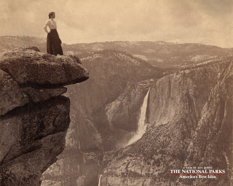 Woman on Cliff Edge — Sepia