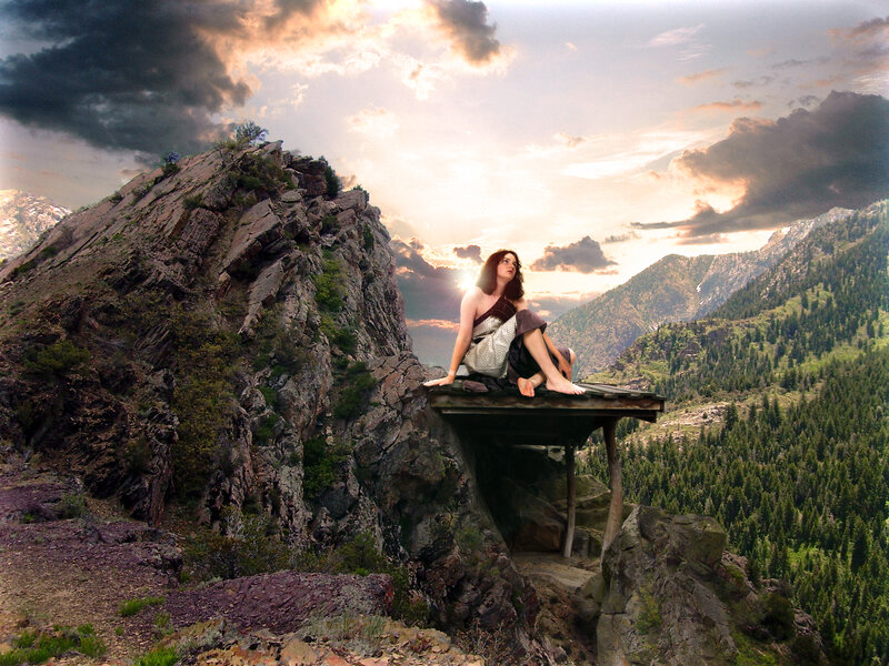 Woman on Cliff Platform