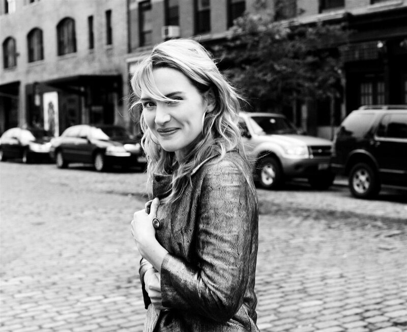 woman on cobblestone street