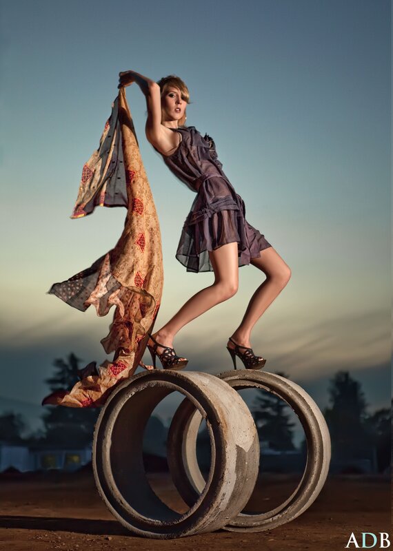 woman on concrete rings