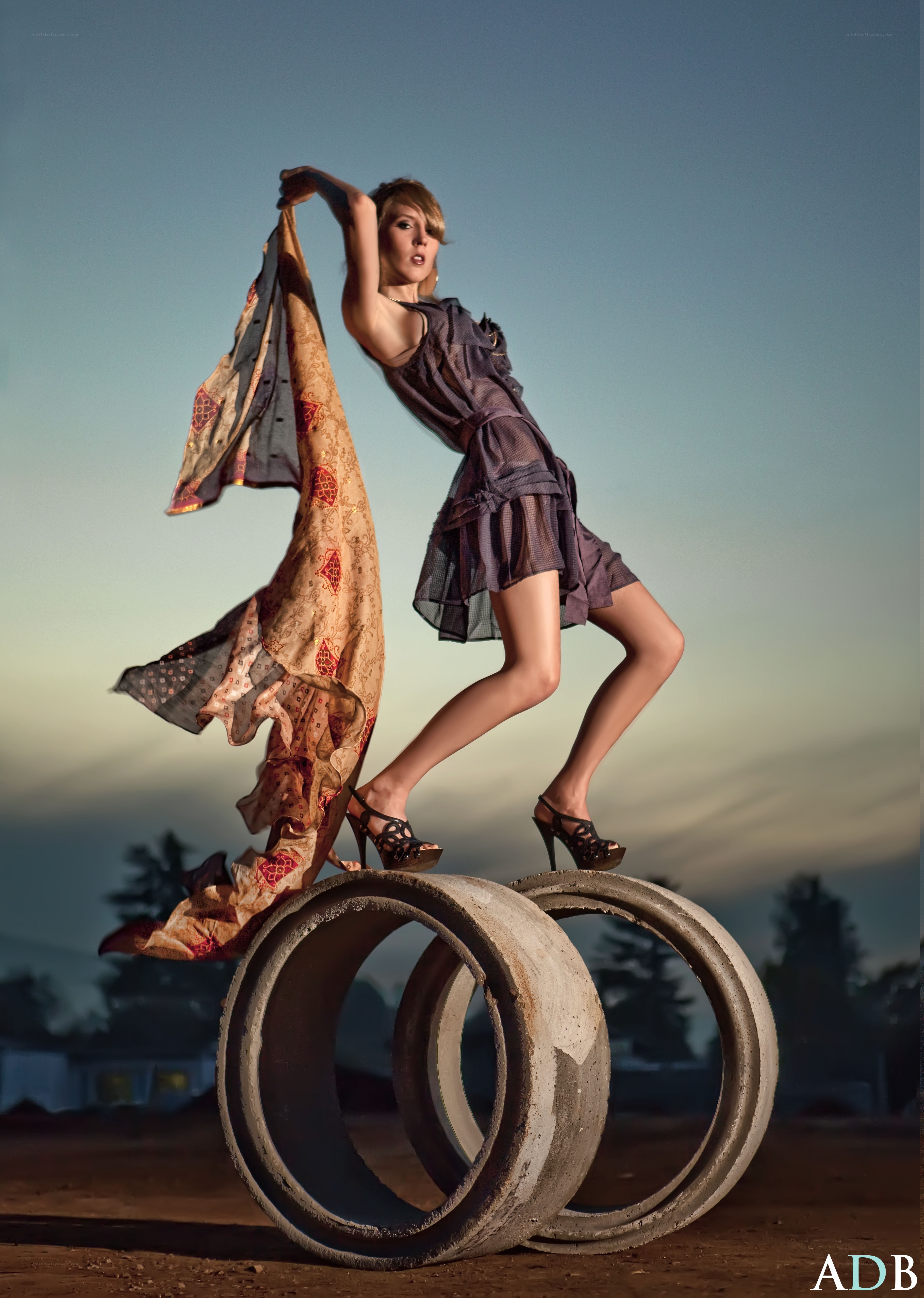 woman on concrete rings