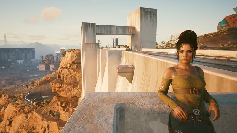 Woman on Concrete Structure — Brown