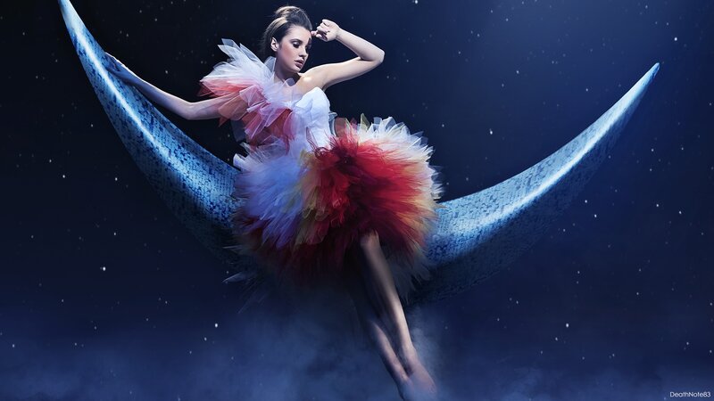 woman on crescent moon