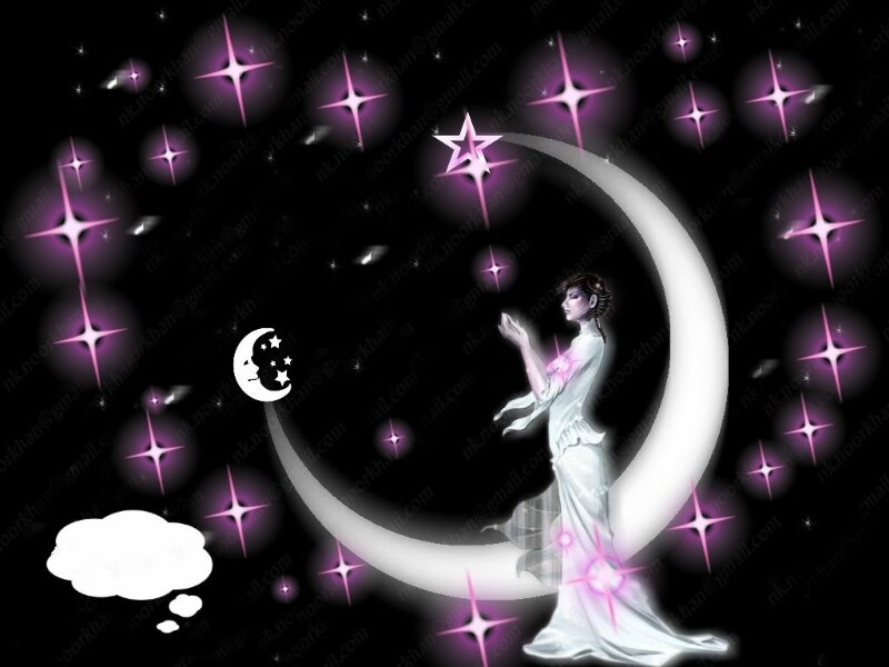 Woman on Crescent Moon — Black