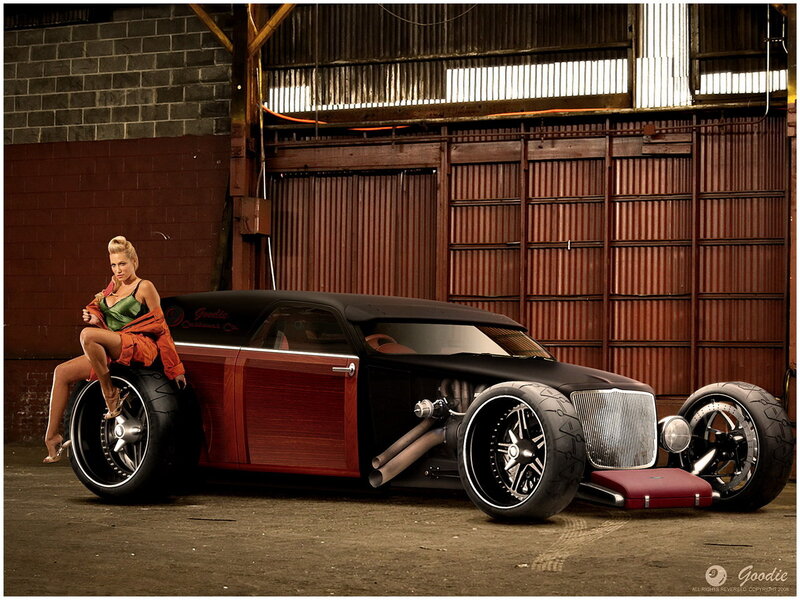Woman on Custom Car — Black
